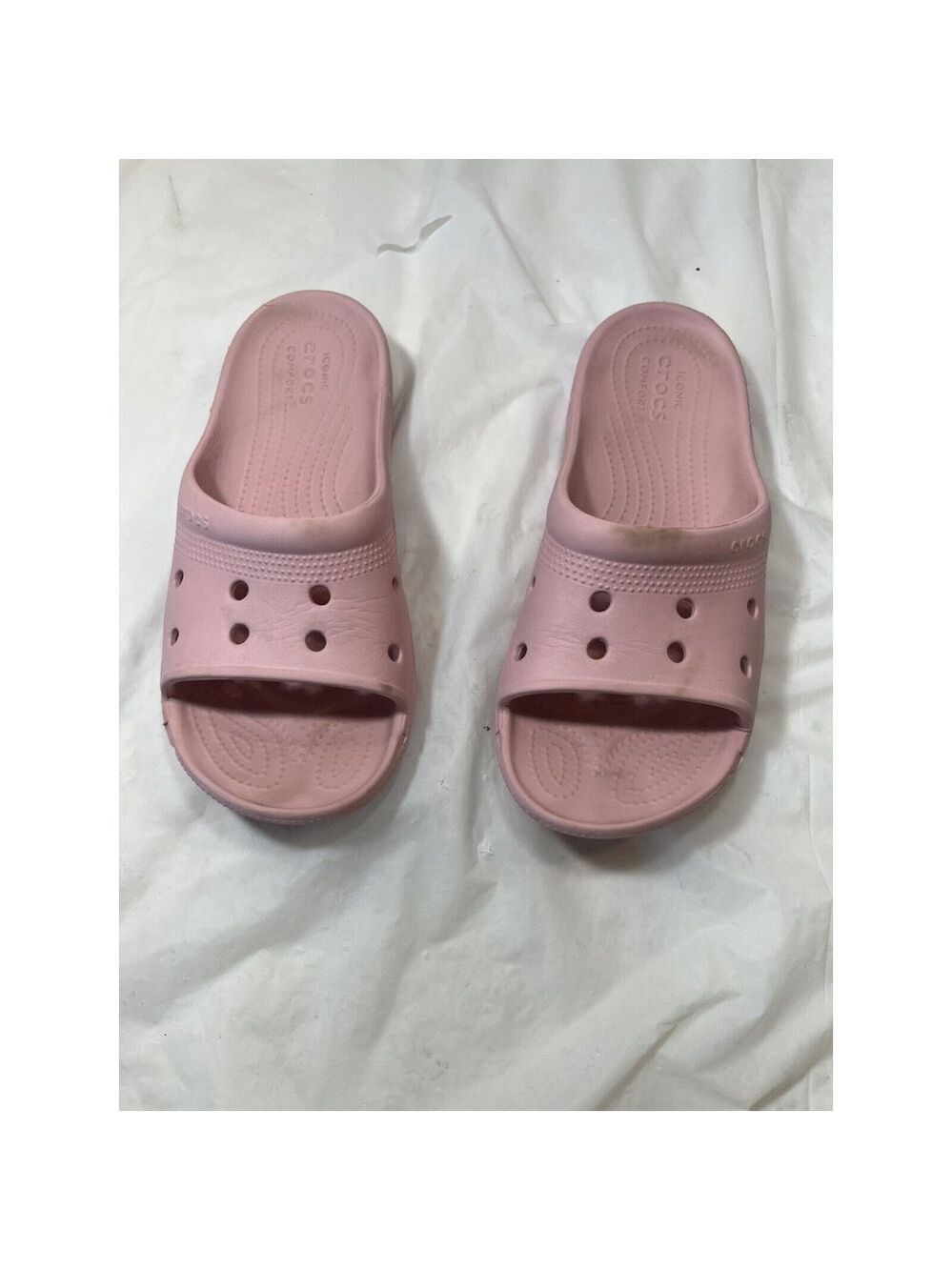 Crocs Womens Coast Slide Sandals Pink Open Toe Slip On Flats 7